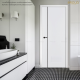 PROUD Model MG02 white door smooth door UPVC bathroom door no black stains and mold size 70x200x35 cm