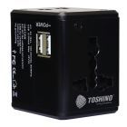 Toshino โตชิโน ปลั๊กแปลง Travel Adapter 4in1 2 USB รุ่น DE-206