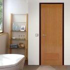 PROUD Model MD02 PVC bathroom door smooth door Coating door Antimold and black period size 70x180x35 cm