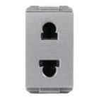 HACO เต้ารับ 2 ขา 2pin Euro-American Socket Module 16A 250V สีเทา T&J รุ่น W8416U-MSB