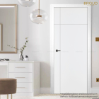 PROUD Model UG06 white smooth door with grooves UPVC door protects from sound and UV rays size 70x200x35 cm